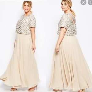 NWT ASOS Curve - Women's Natural Curve Maxi Dress With Embellished Overlay